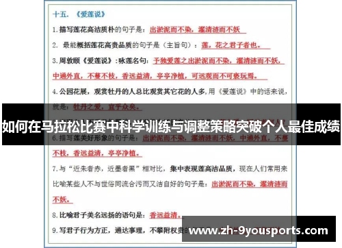 如何在马拉松比赛中科学训练与调整策略突破个人最佳成绩